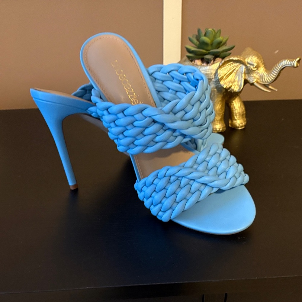 Blue Braided High Heel Sandals